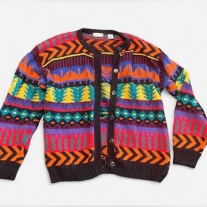 Laureen E Ong Cardigan Sweater Authentic Geometric Vintage Women’s Medium 1990s